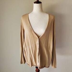 Vintage Plus Size 1x Brown Tan Cardigan Emma